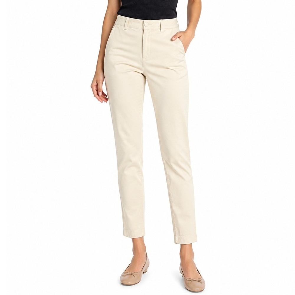Gap Downtown Khaki Pant Women 2P Cream New Regenerative Cotton Chinos Slim Twill